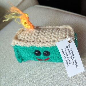 Hand Crafted Green and Beige Emotional Support Dumpster Fire